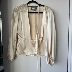 Reformation Cream Silk Blouse
